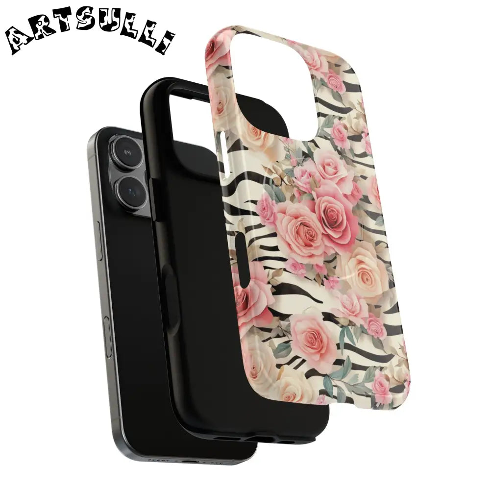 JAKKOUTTHEBXX Pink Floral Zebra MagSafe iPhone Case 2025