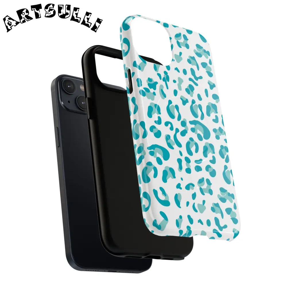 JAKKOUTTHEBXX Teal Leopard Print MagSafe Case 2025