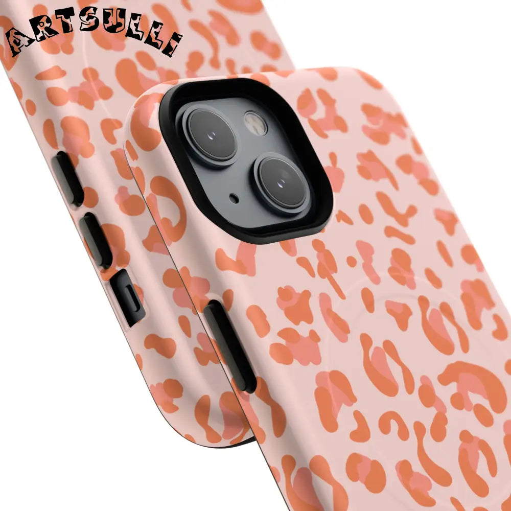 JAKKOUTTHEBXX Pink and Orange Leopard MagSafe iPhone Case 2025