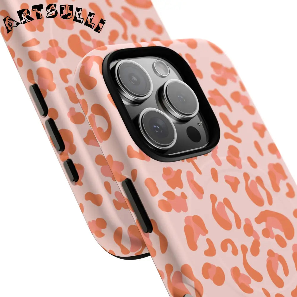 JAKKOUTTHEBXX Pink and Orange Leopard MagSafe iPhone Case 2025