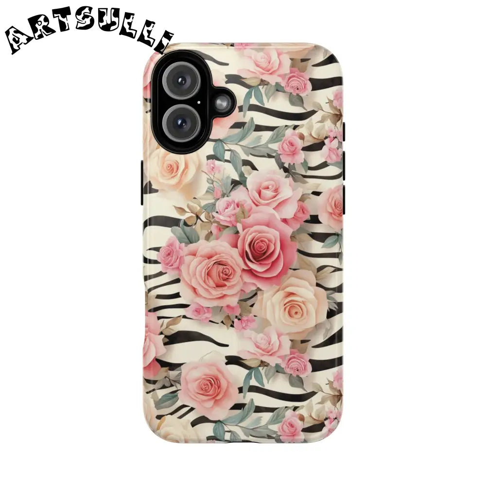 JAKKOUTTHEBXX Pink Floral Zebra MagSafe iPhone Case 2025