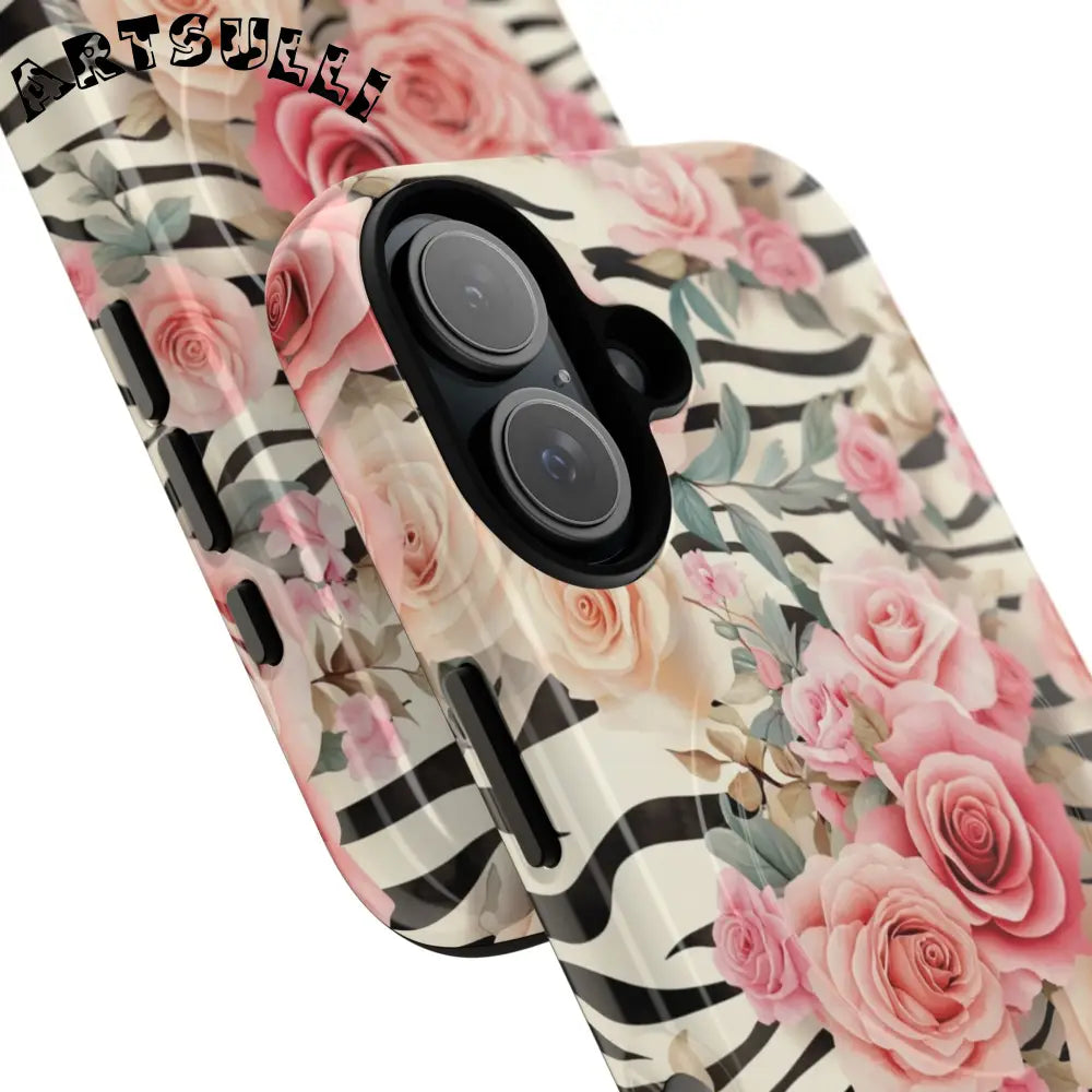 JAKKOUTTHEBXX Pink Floral Zebra MagSafe iPhone Case 2025