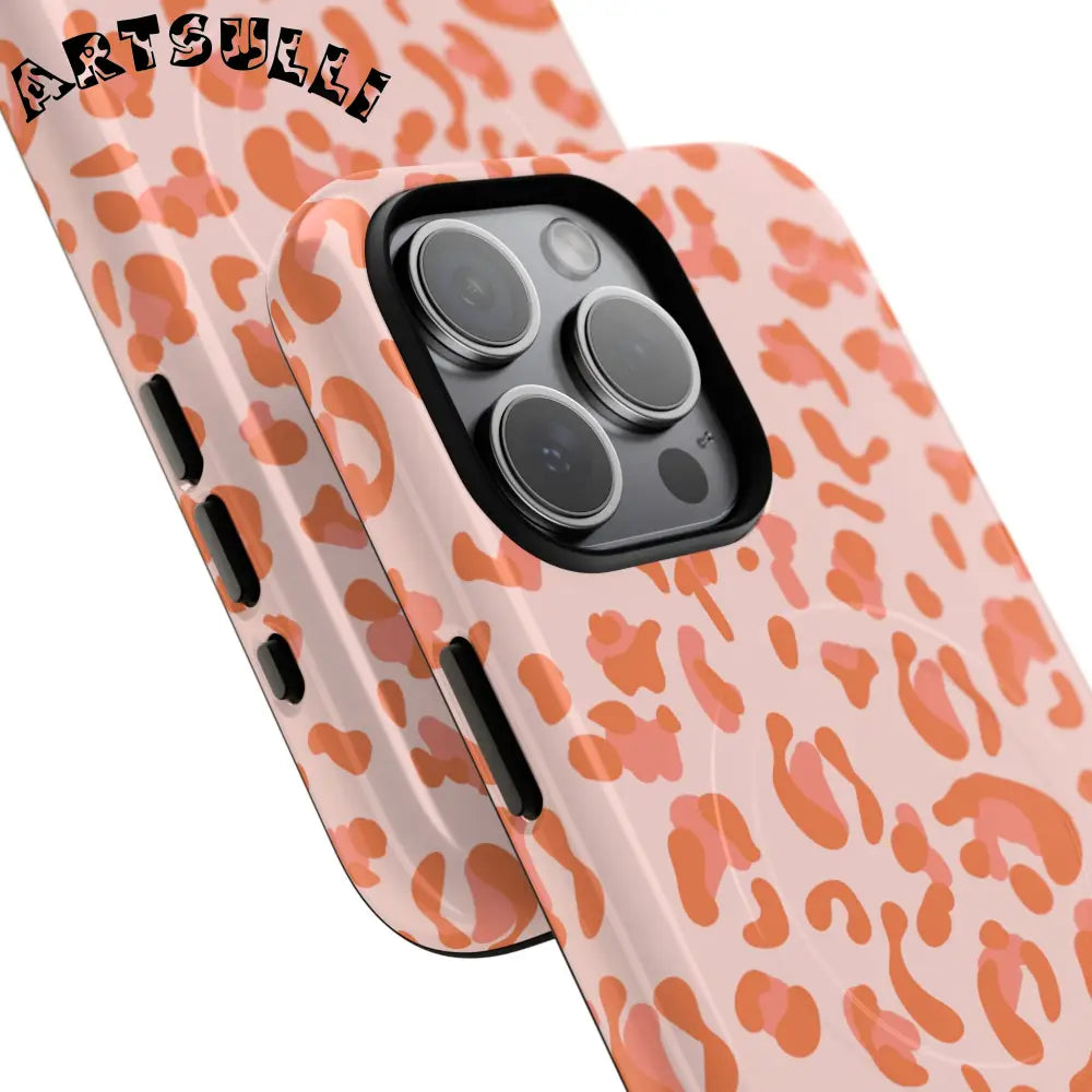 JAKKOUTTHEBXX Pink and Orange Leopard MagSafe iPhone Case 2025