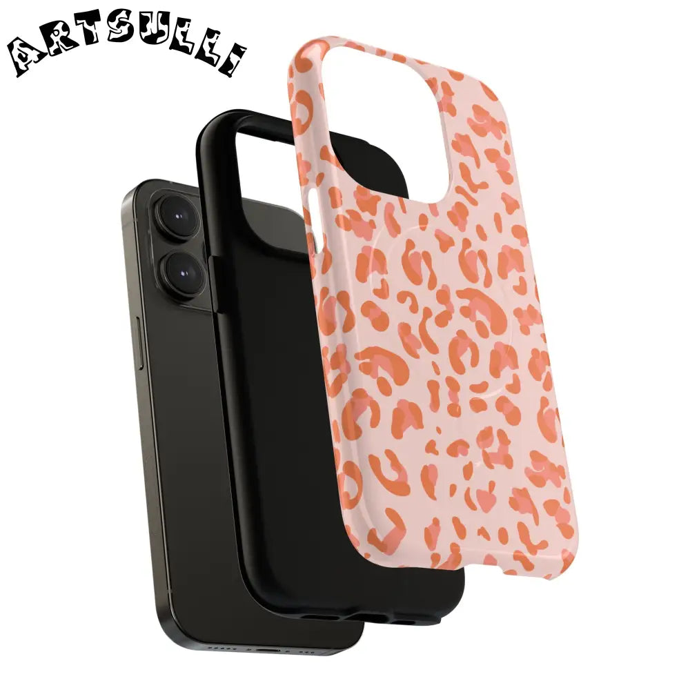 JAKKOUTTHEBXX Pink and Orange Leopard MagSafe iPhone Case 2025