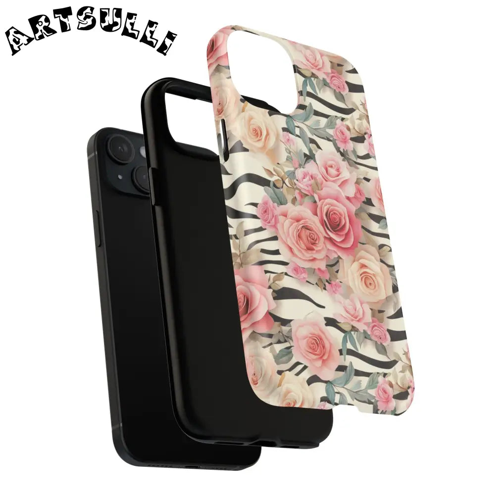 JAKKOUTTHEBXX Pink Floral Zebra MagSafe iPhone Case 2025