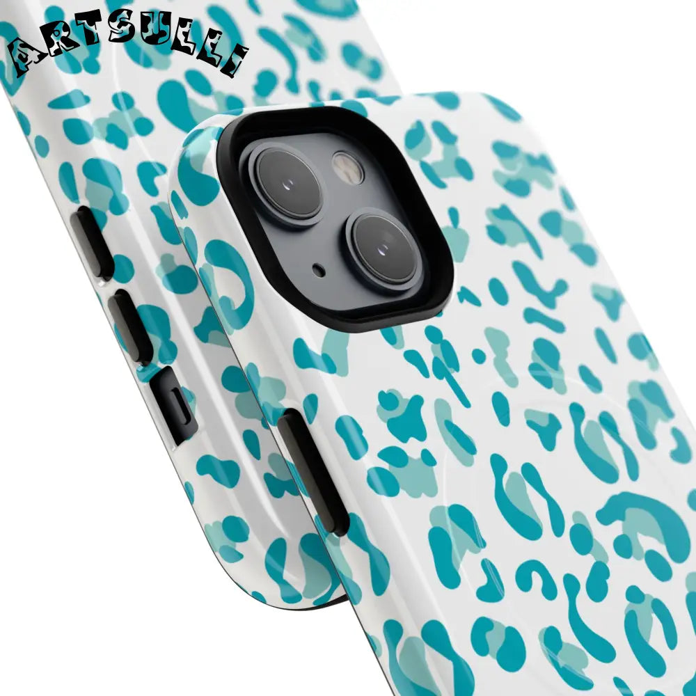 JAKKOUTTHEBXX Teal Leopard Print MagSafe Case 2025