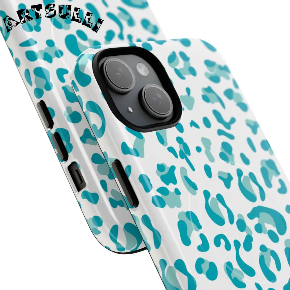 JAKKOUTTHEBXX Teal Leopard Print MagSafe Case 2025
