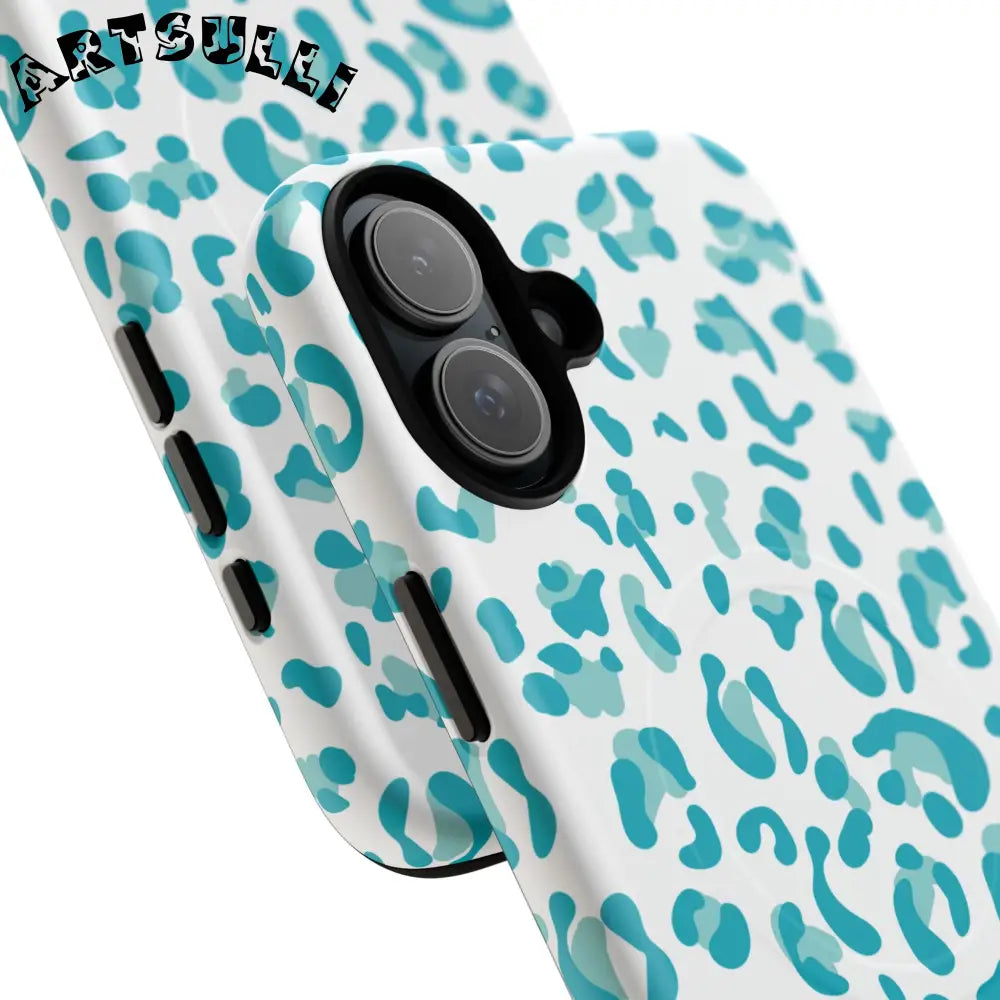 JAKKOUTTHEBXX Teal Leopard Print MagSafe Case 2025