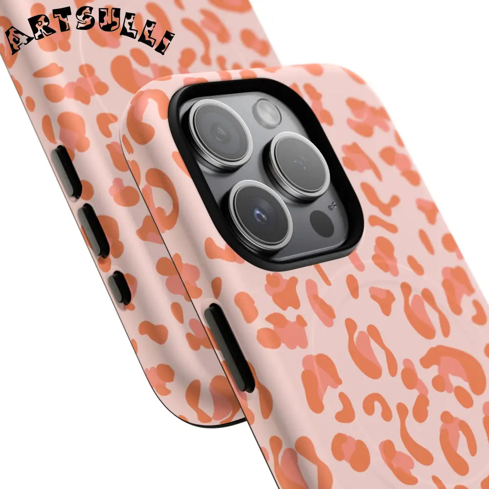 JAKKOUTTHEBXX Pink and Orange Leopard MagSafe iPhone Case 2025