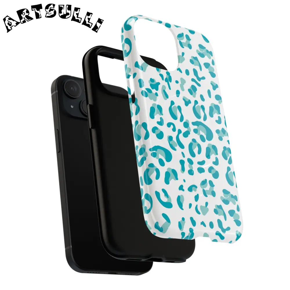 JAKKOUTTHEBXX Teal Leopard Print MagSafe Case 2025