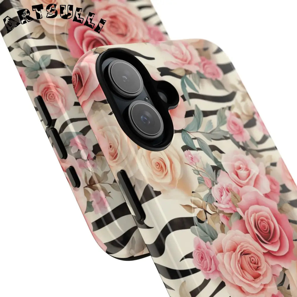 JAKKOUTTHEBXX Pink Floral Zebra MagSafe iPhone Case 2025