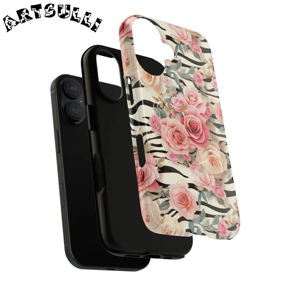 JAKKOUTTHEBXX Pink Floral Zebra MagSafe iPhone Case 2025