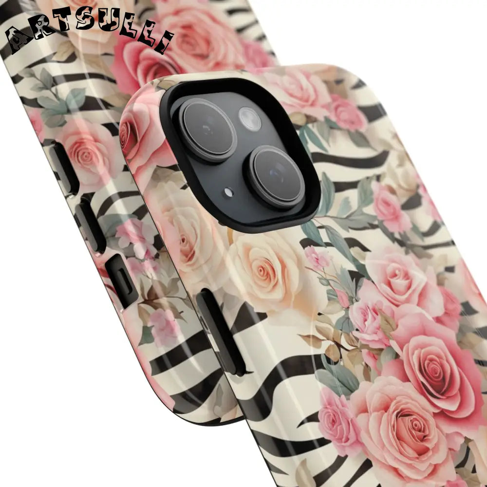 JAKKOUTTHEBXX Pink Floral Zebra MagSafe iPhone Case 2025