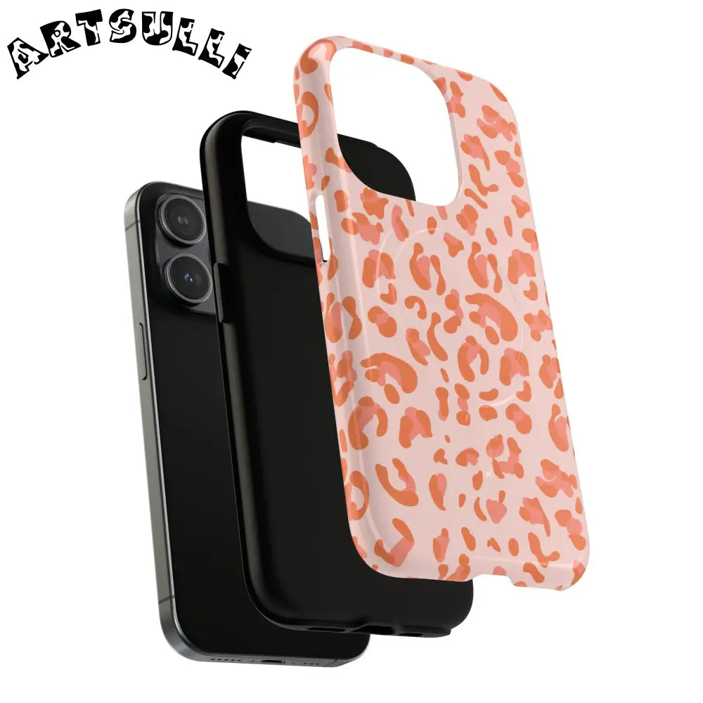 JAKKOUTTHEBXX Pink and Orange Leopard MagSafe iPhone Case 2025