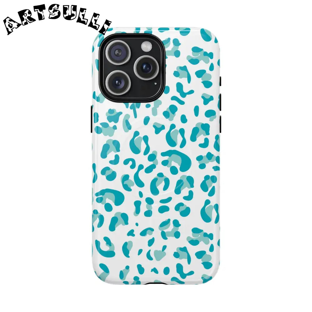 JAKKOUTTHEBXX Teal Leopard Print MagSafe Case 2025