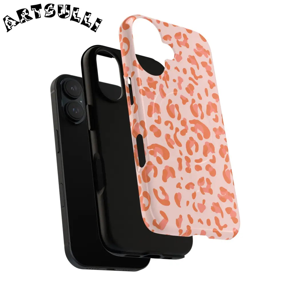 JAKKOUTTHEBXX Pink and Orange Leopard MagSafe iPhone Case 2025