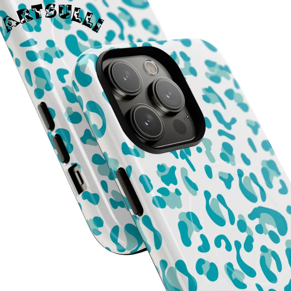JAKKOUTTHEBXX Teal Leopard Print MagSafe Case 2025