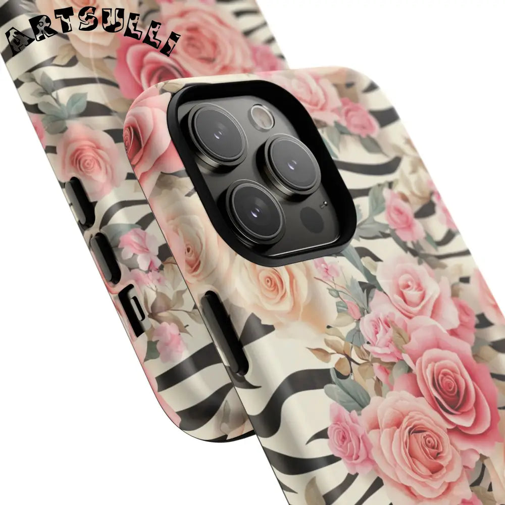 JAKKOUTTHEBXX Pink Floral Zebra MagSafe iPhone Case 2025