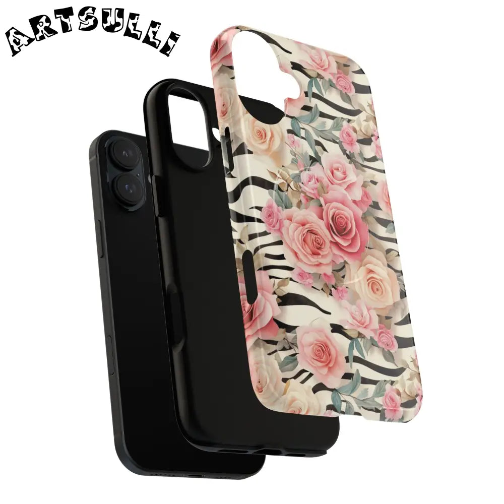 JAKKOUTTHEBXX Pink Floral Zebra MagSafe iPhone Case 2025