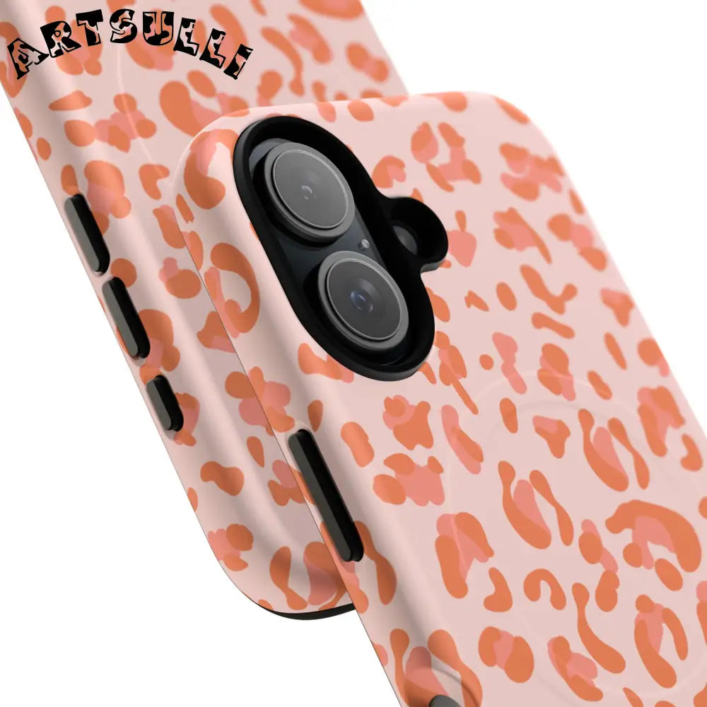 JAKKOUTTHEBXX Pink and Orange Leopard MagSafe iPhone Case 2025