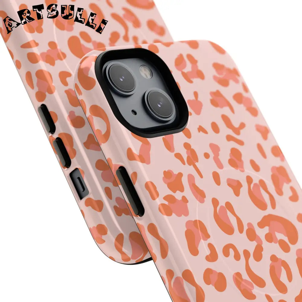 JAKKOUTTHEBXX Pink and Orange Leopard MagSafe iPhone Case 2025