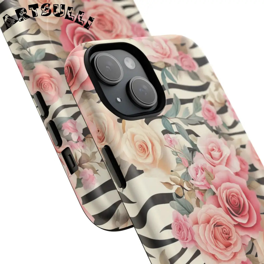 JAKKOUTTHEBXX Pink Floral Zebra MagSafe iPhone Case 2025