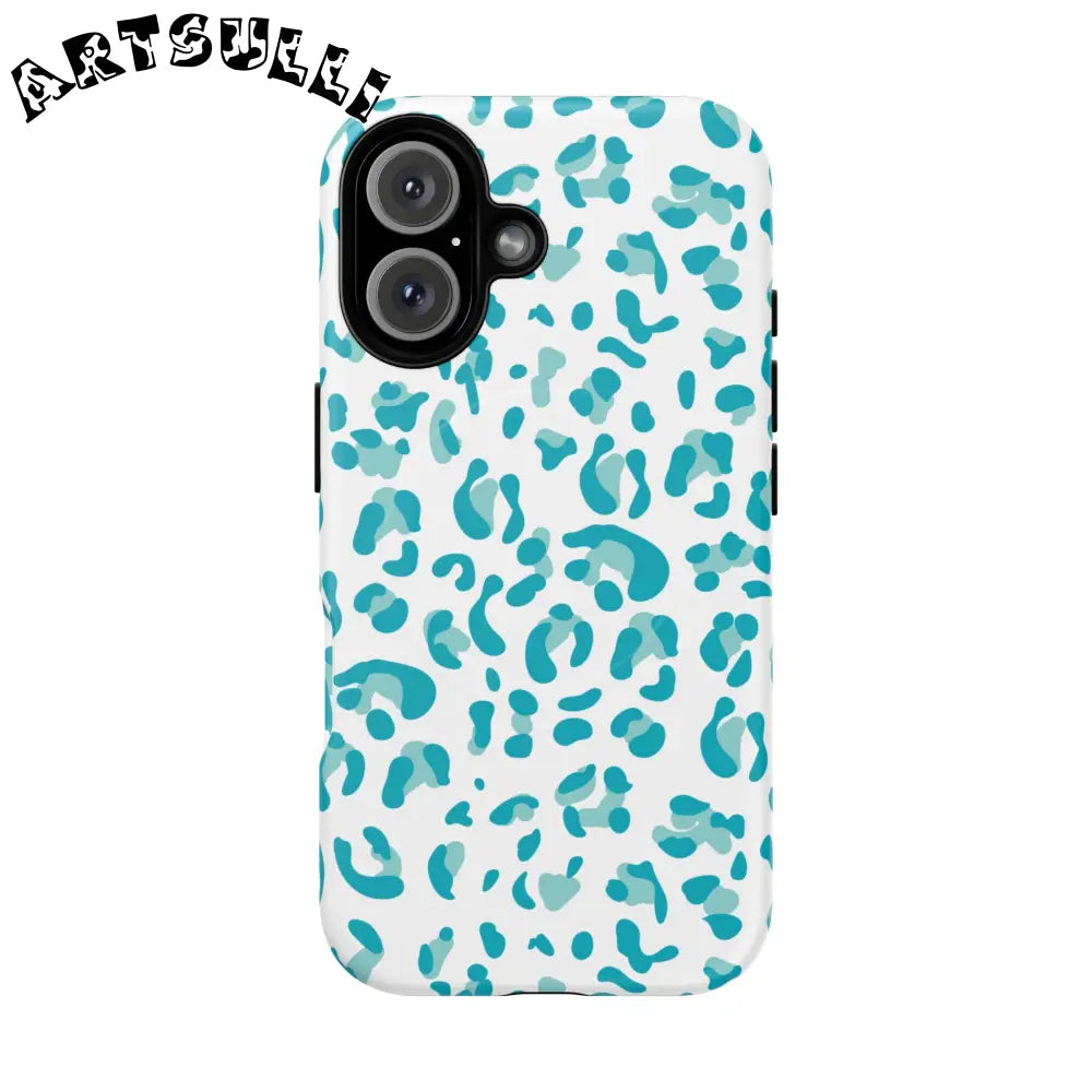 JAKKOUTTHEBXX Teal Leopard Print MagSafe Case 2025