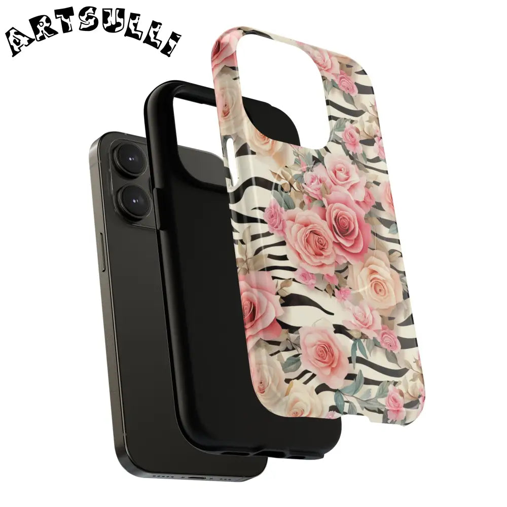 JAKKOUTTHEBXX Pink Floral Zebra MagSafe iPhone Case 2025