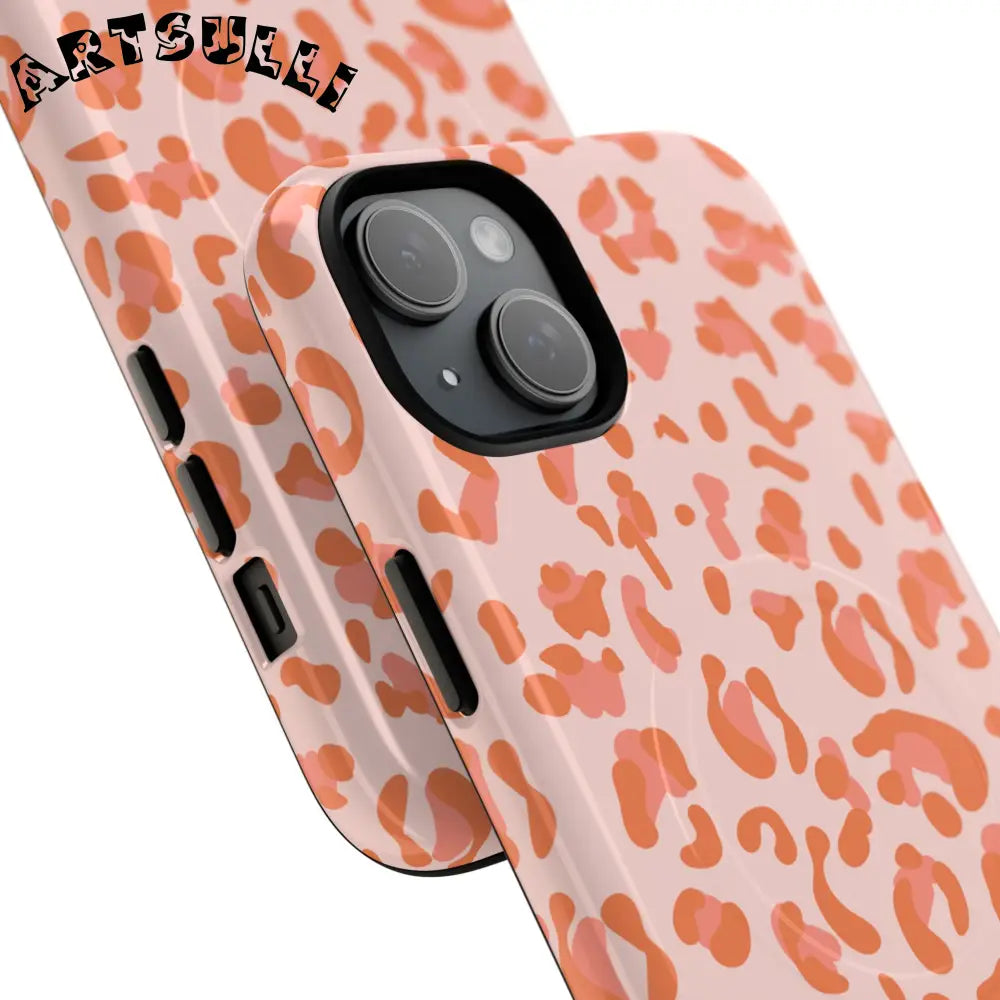 JAKKOUTTHEBXX Pink and Orange Leopard MagSafe iPhone Case 2025