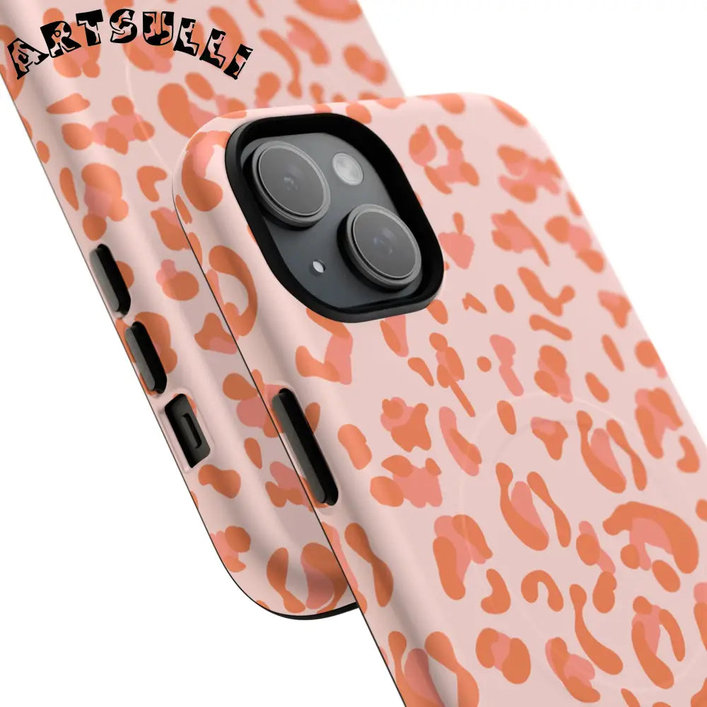 JAKKOUTTHEBXX Pink and Orange Leopard MagSafe iPhone Case 2025