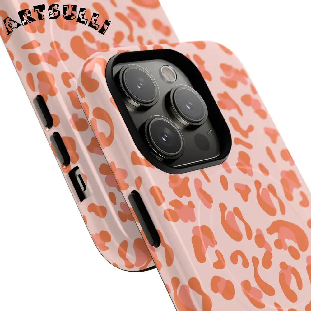 JAKKOUTTHEBXX Pink and Orange Leopard MagSafe iPhone Case 2025