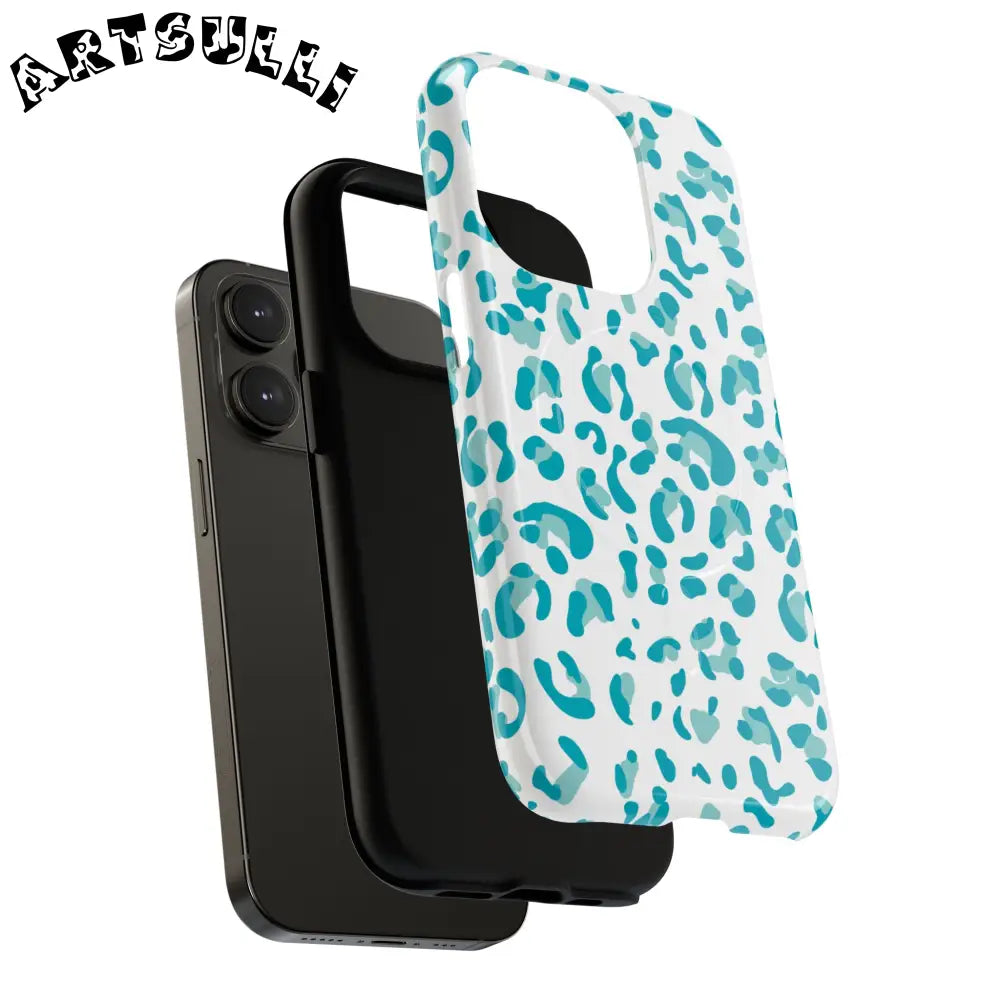 JAKKOUTTHEBXX Teal Leopard Print MagSafe Case 2025