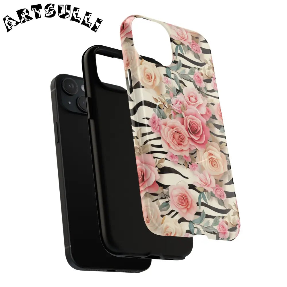 JAKKOUTTHEBXX Pink Floral Zebra MagSafe iPhone Case 2025