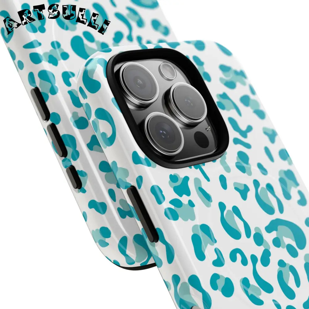 JAKKOUTTHEBXX Teal Leopard Print MagSafe Case 2025