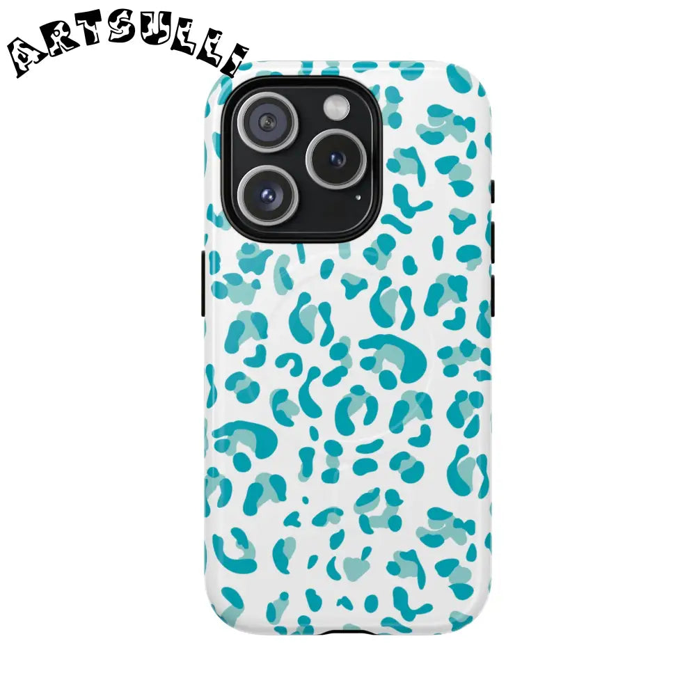 JAKKOUTTHEBXX Teal Leopard Print MagSafe Case 2025