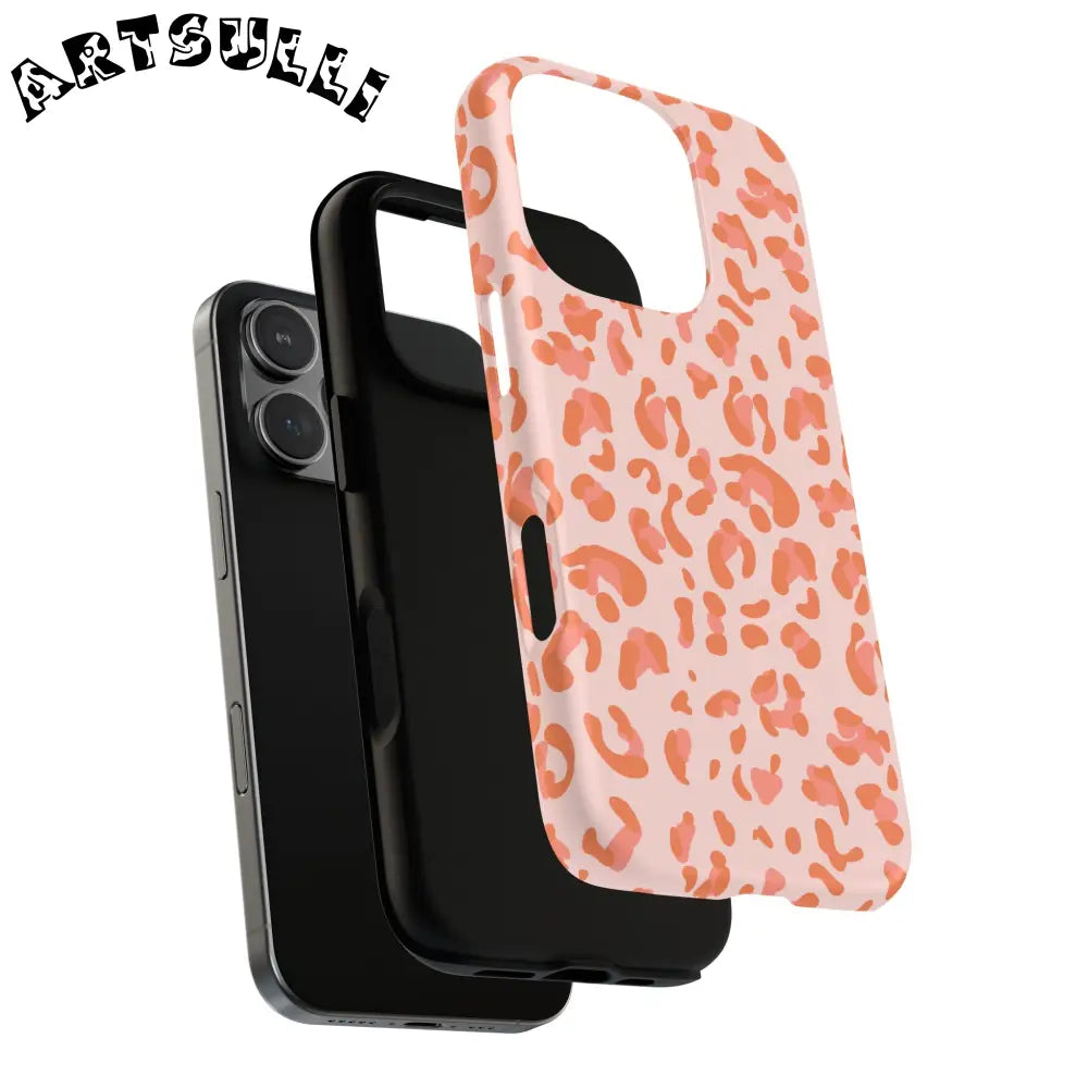JAKKOUTTHEBXX Pink and Orange Leopard MagSafe iPhone Case 2025