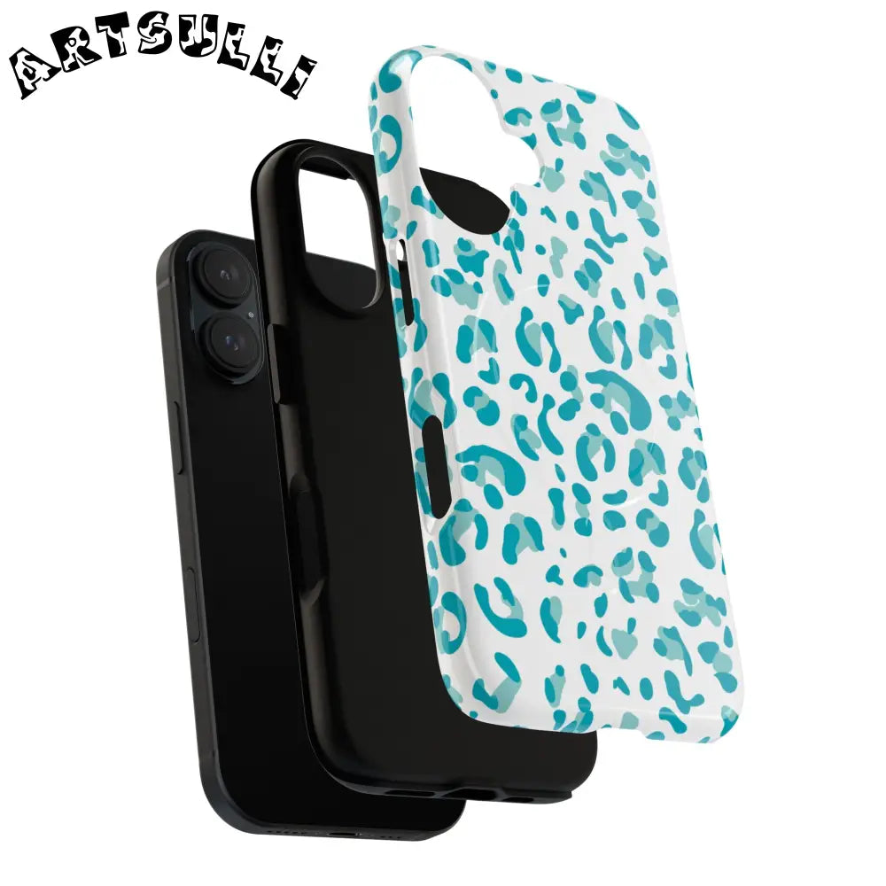 JAKKOUTTHEBXX Teal Leopard Print MagSafe Case 2025