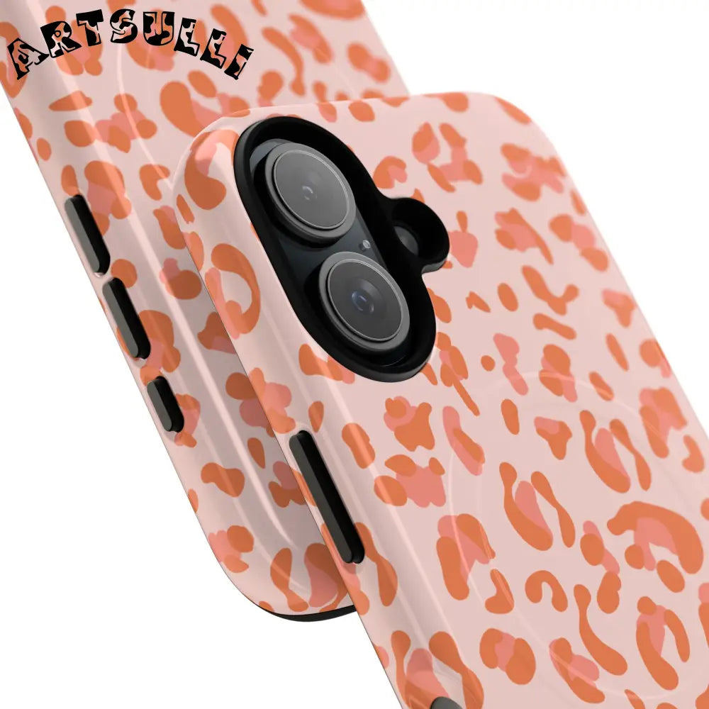 JAKKOUTTHEBXX Pink and Orange Leopard MagSafe iPhone Case 2025