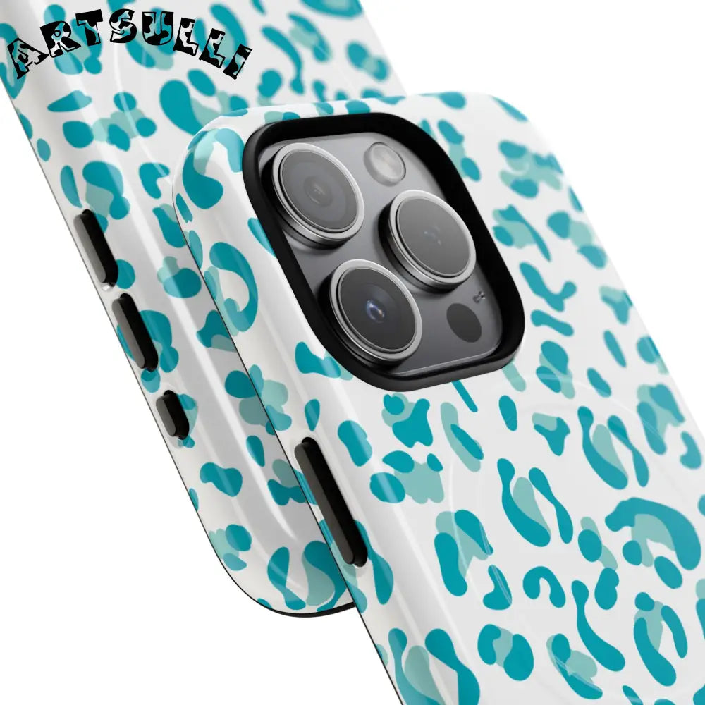 JAKKOUTTHEBXX Teal Leopard Print MagSafe Case 2025