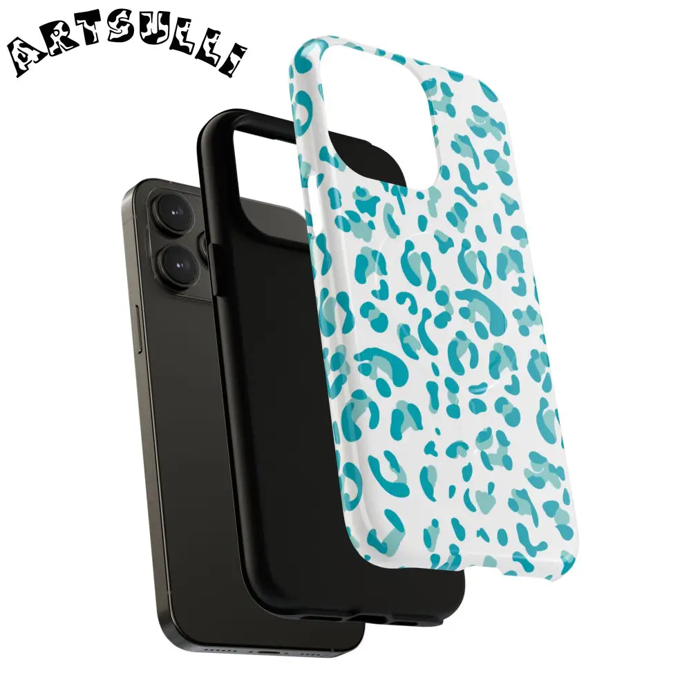 JAKKOUTTHEBXX Teal Leopard Print MagSafe Case 2025