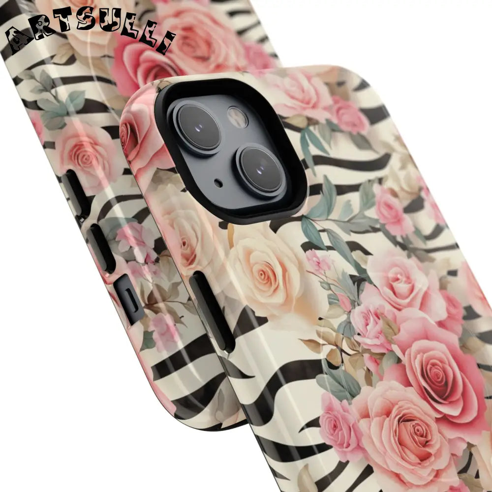 JAKKOUTTHEBXX Pink Floral Zebra MagSafe iPhone Case 2025