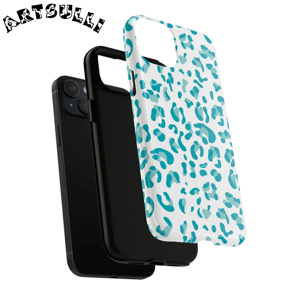 JAKKOUTTHEBXX Teal Leopard Print MagSafe Case 2025