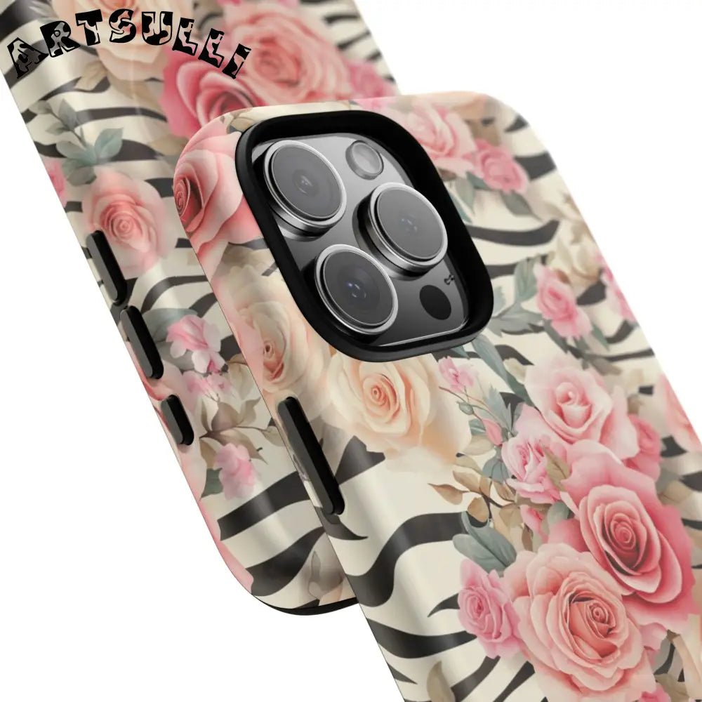 JAKKOUTTHEBXX Pink Floral Zebra MagSafe iPhone Case 2025