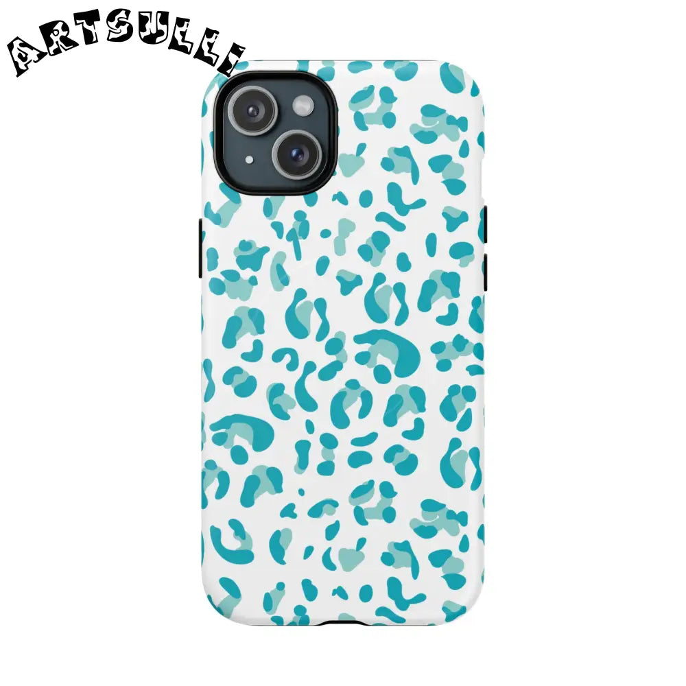 JAKKOUTTHEBXX Teal Leopard Print MagSafe Case 2025