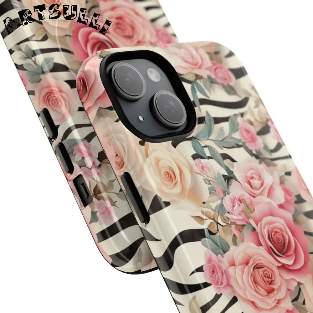 JAKKOUTTHEBXX Pink Floral Zebra MagSafe iPhone Case 2025