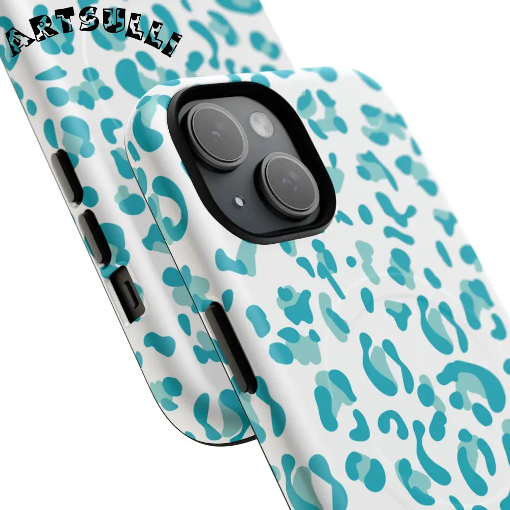 JAKKOUTTHEBXX Teal Leopard Print MagSafe Case 2025