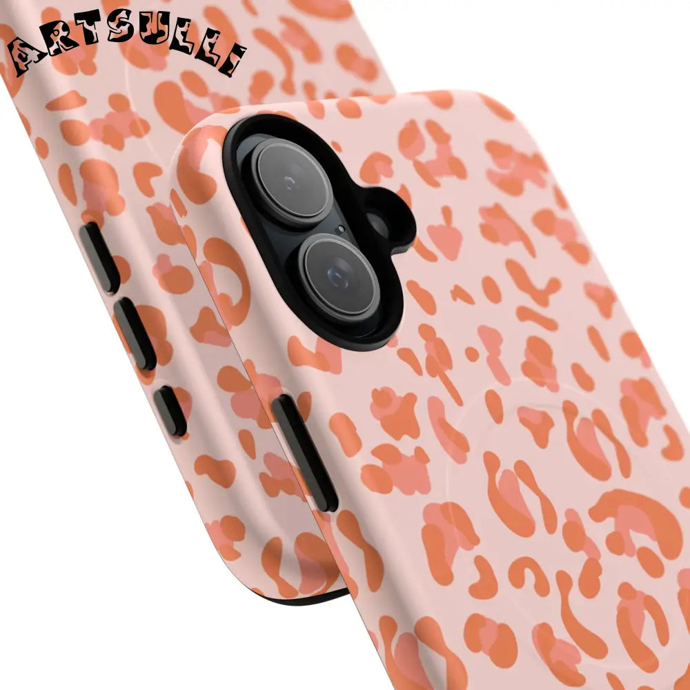 JAKKOUTTHEBXX Pink and Orange Leopard MagSafe iPhone Case 2025
