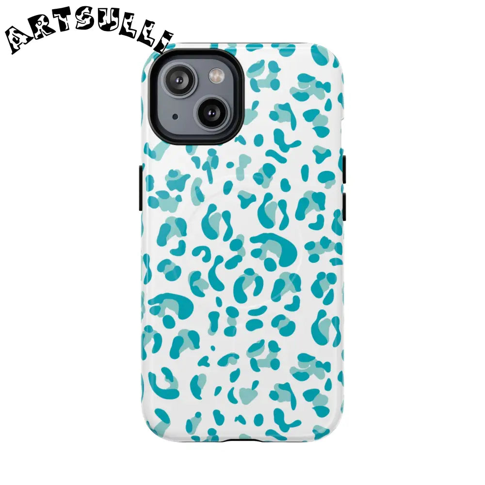 JAKKOUTTHEBXX Teal Leopard Print MagSafe Case 2025