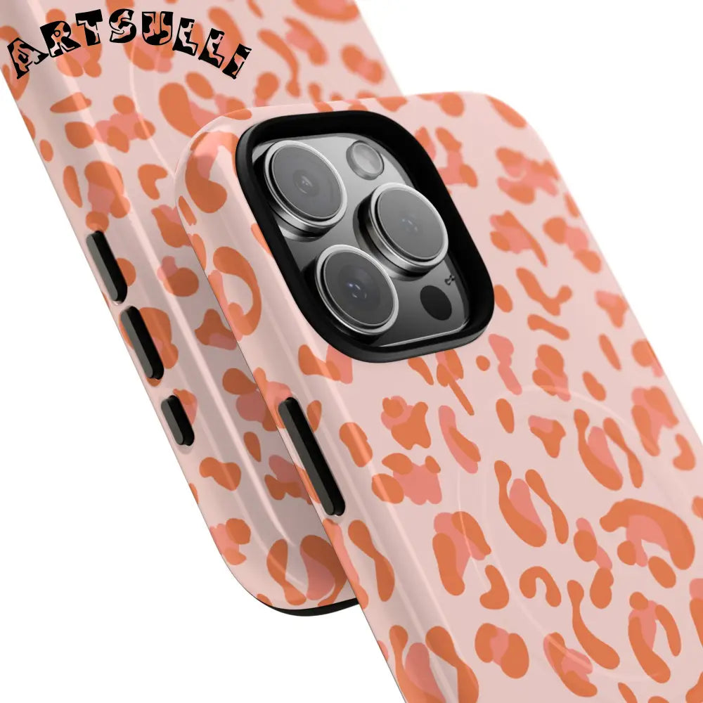 JAKKOUTTHEBXX Pink and Orange Leopard MagSafe iPhone Case 2025