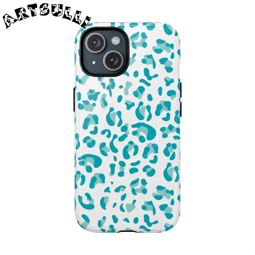 JAKKOUTTHEBXX Teal Leopard Print MagSafe Case 2025